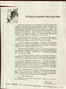 Gitxsan-Carrier Declaration