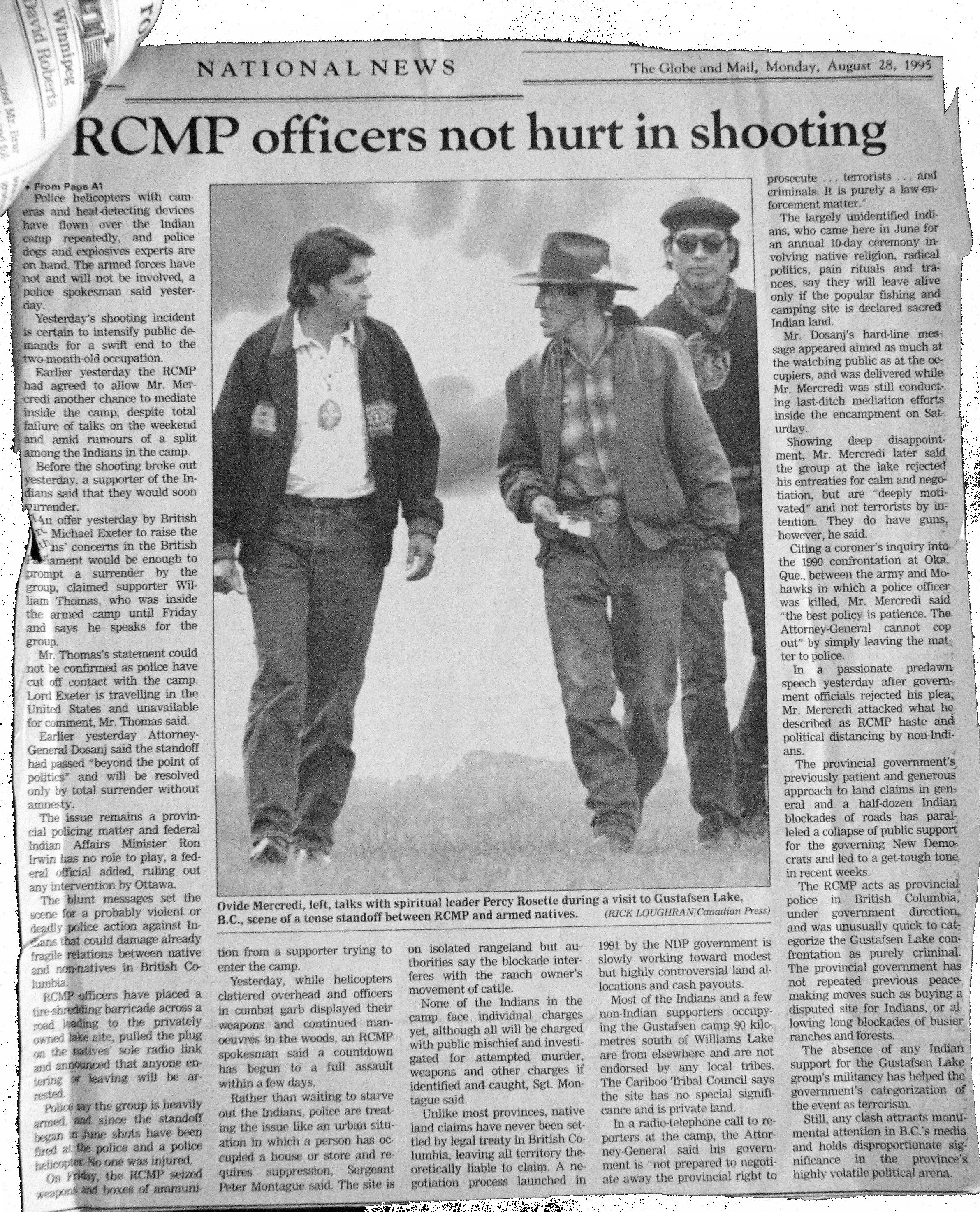 95 Aug 28 GaM.RossHoward Mounties hit in Indian standoff 2