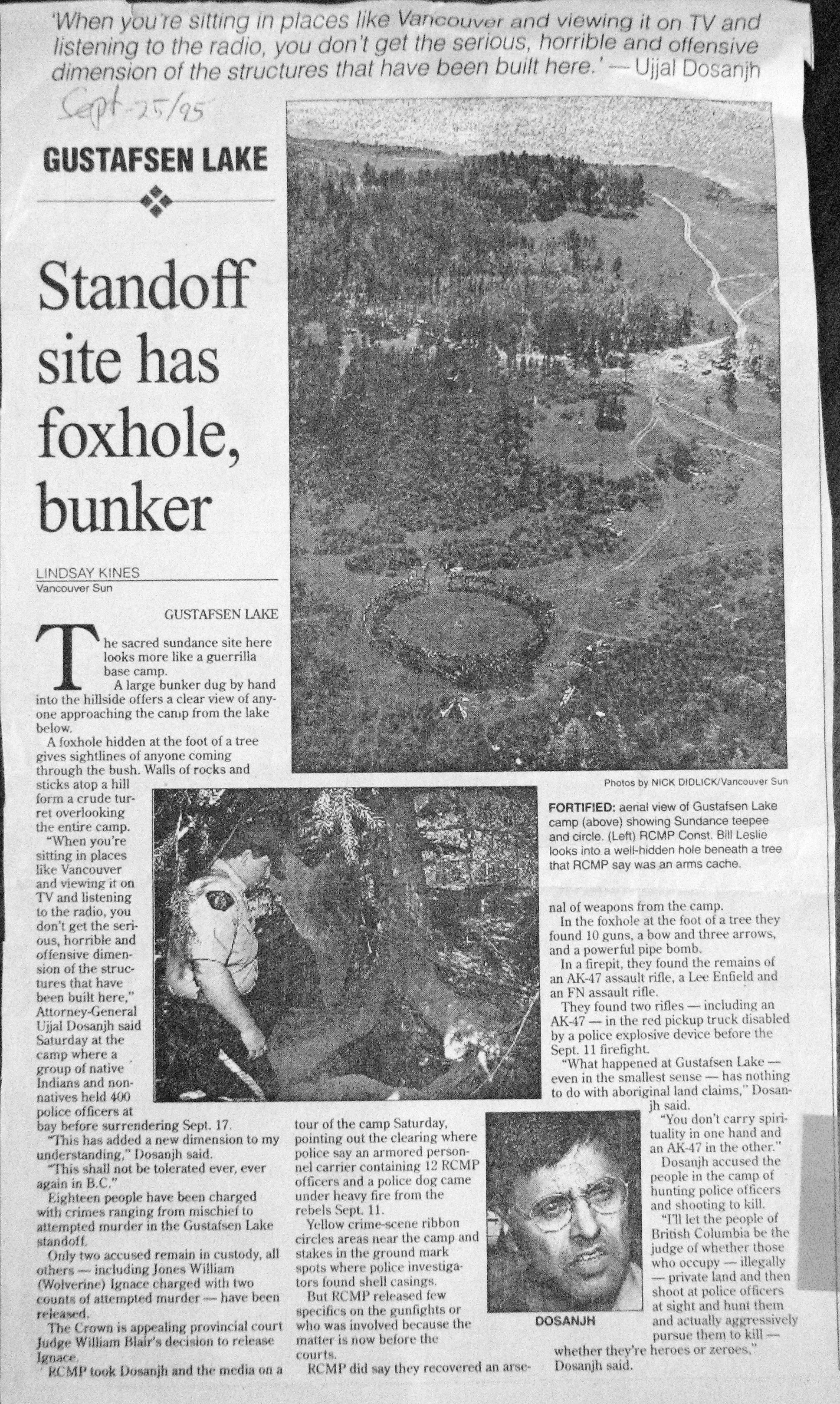 95 Sept 25 VanSun.LindsayKines Standoff site has foxhole bunker