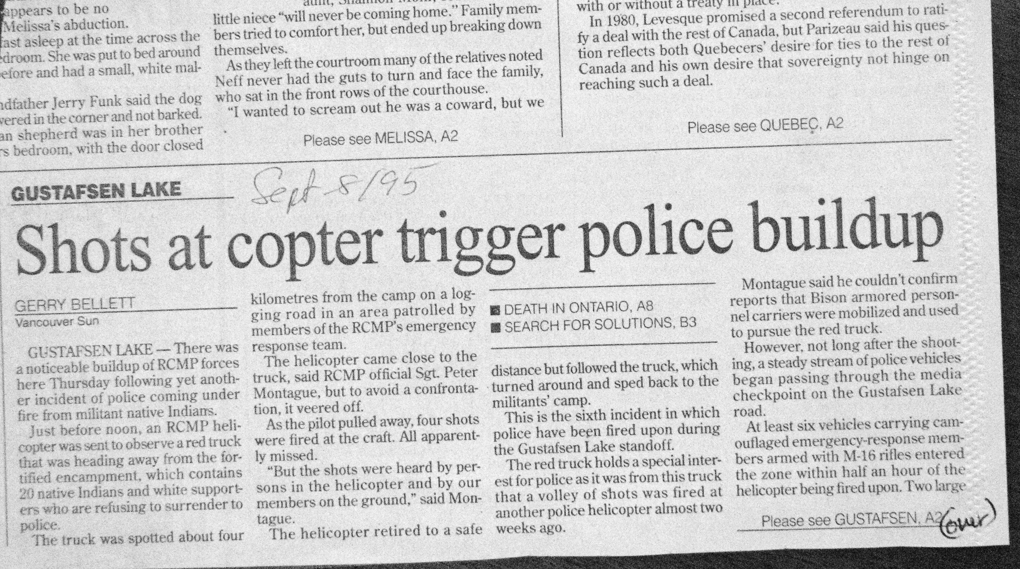 95 Sept 8 VanSun.GerryBellett Shots at copter trigger police buildup