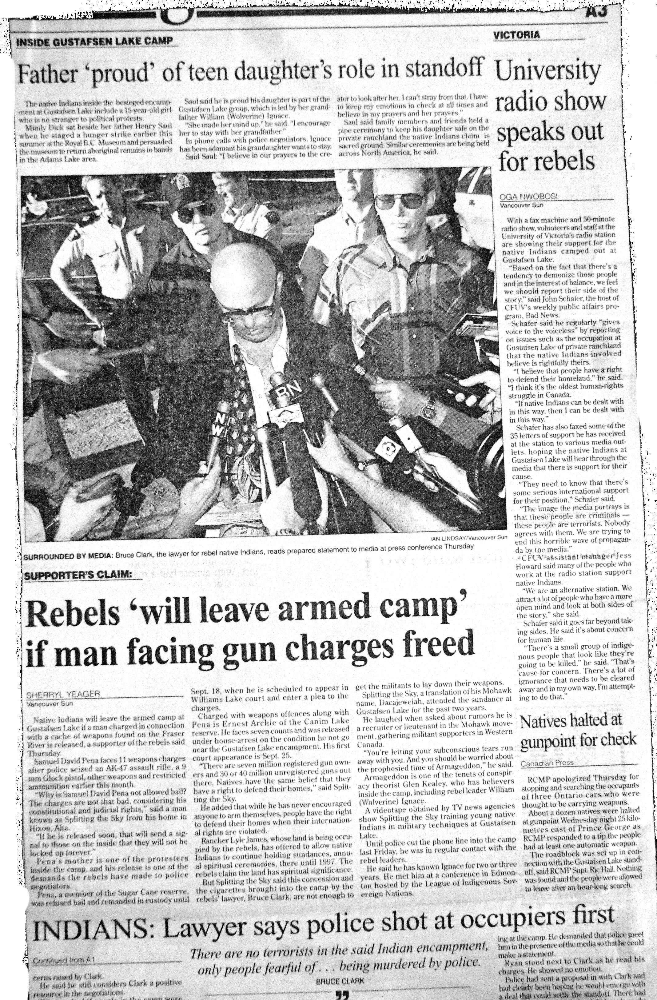 95 Sept VanSun 4 articles Ftaher proud of daughters role in standoff et al