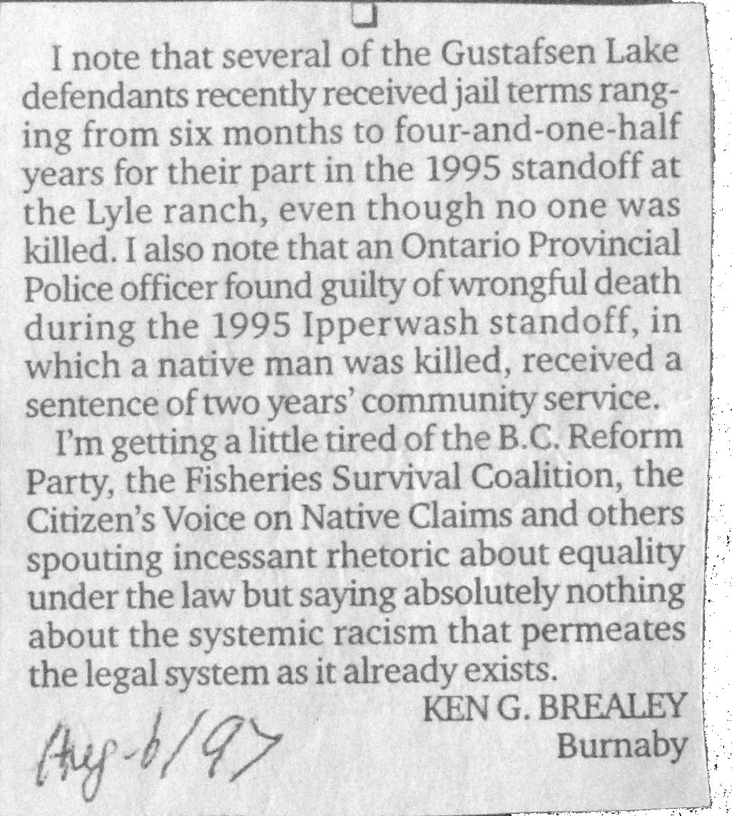 97 Aug 6 VanSun LETTER the systemic racism that permeates legal system