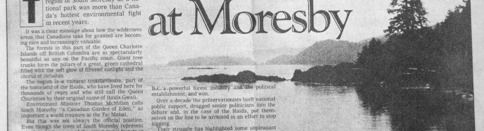 Drawing the Line at Moresby, Globe and Mail July 18, 1987.