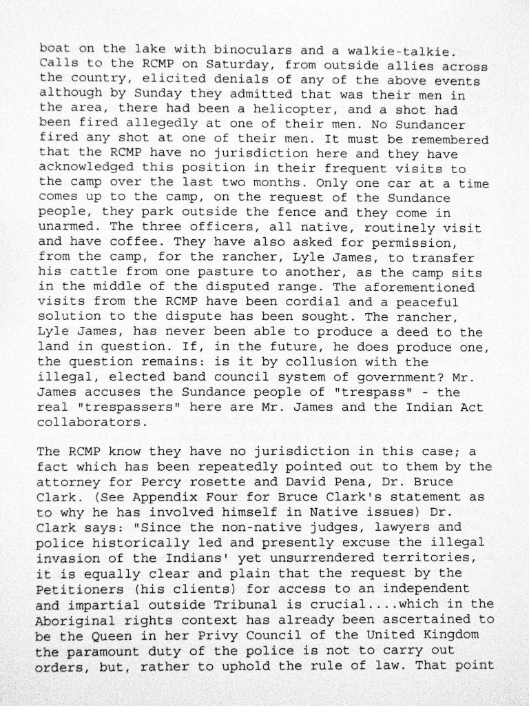 Defenders Press Release August 21 1995. Gustafson Lake Sundance. Page 2 of 3