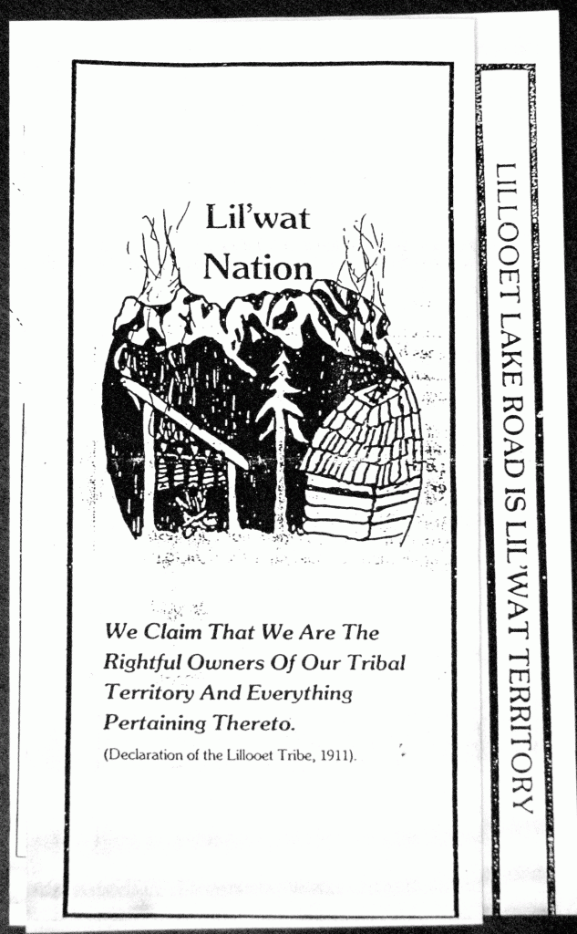 Lil'wat Peoples Movement - Pamphlet - 1990. cover