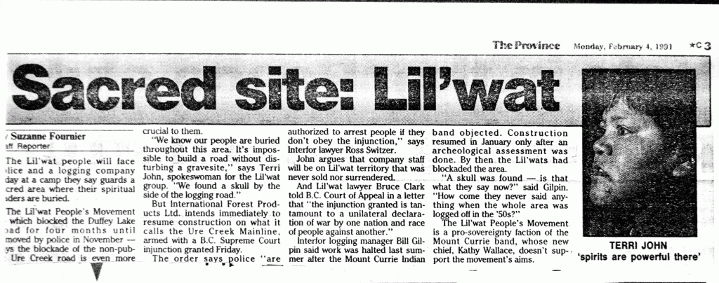 Roadblock war today. The Province, February 4, 1991 . 2 of 2
